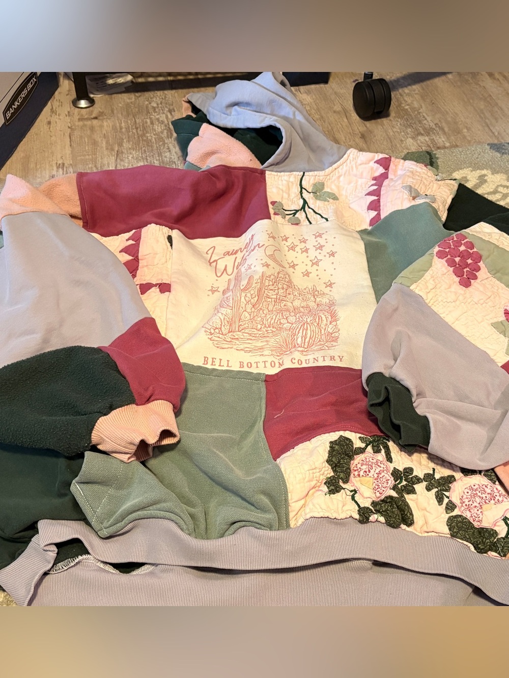 ONE OF A KIND Lainey Wilson Bell Bottom Country Upcycled Quilt Hoodie